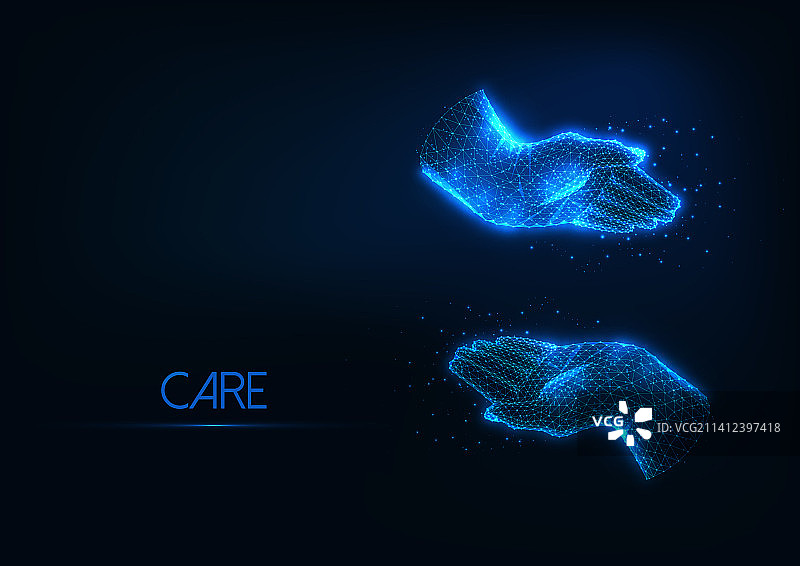 具有发光效果的未来主义保护关怀概念图片素材