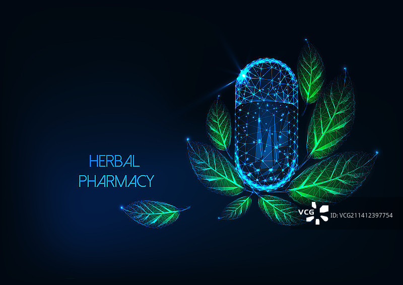 未来主义发光低多边形草药药房图片素材