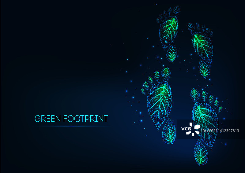 未来发光低多边形绿色生态图片素材