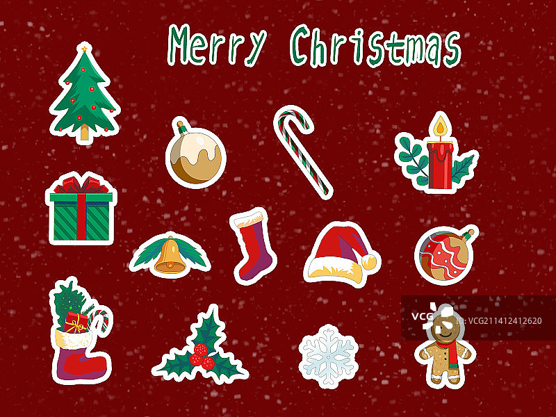 圣诞节贴纸图片素材