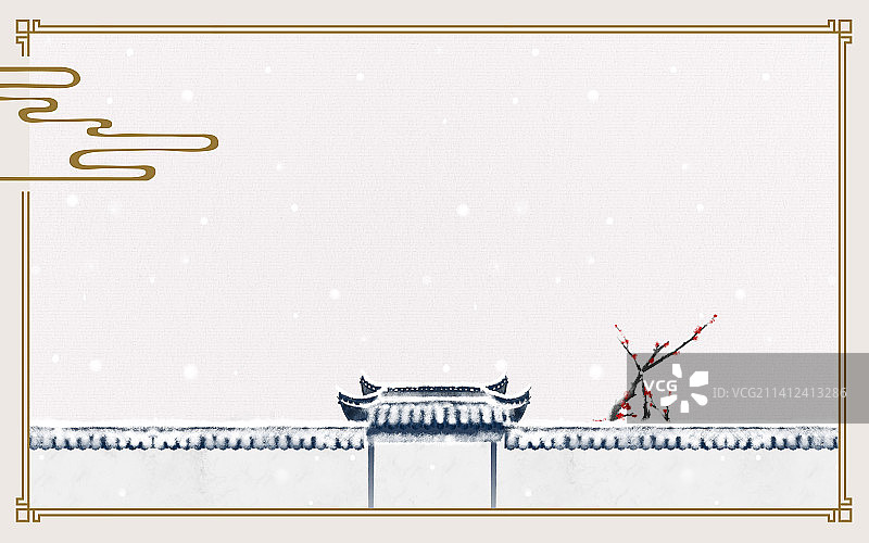 梅花院子边框背景图片素材