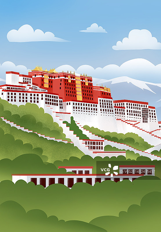 西藏布达拉宫插画图片素材