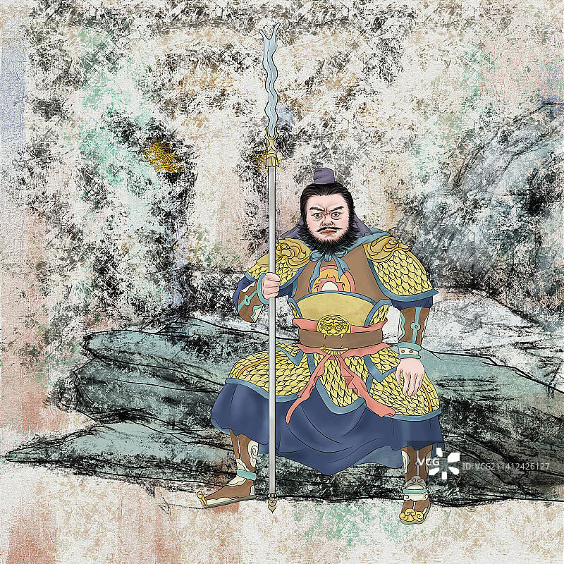 国风三国演义插画张飞图片素材