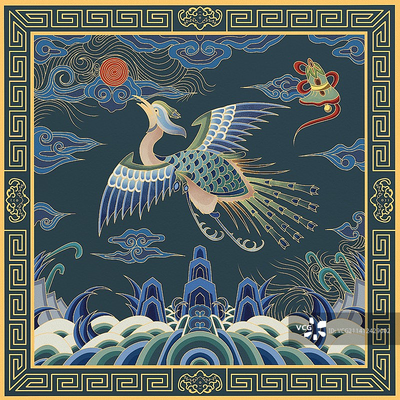 文官三品补子孔雀图片素材