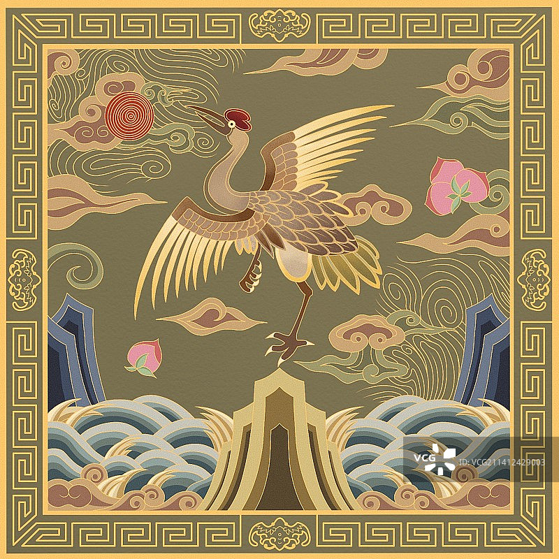 文官八品补子鹌鹑图片素材