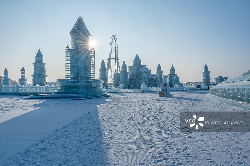 中国黑龙江哈尔滨冰雪大世界风光图片素材