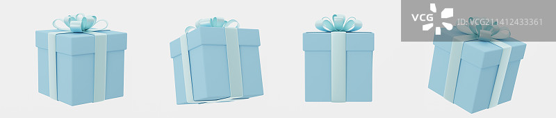 3D渲染的多角度彩色礼盒图片素材