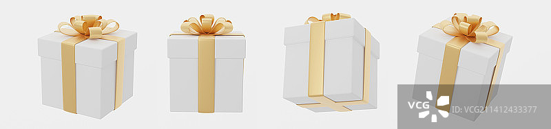 3D渲染的多角度彩色礼盒图片素材