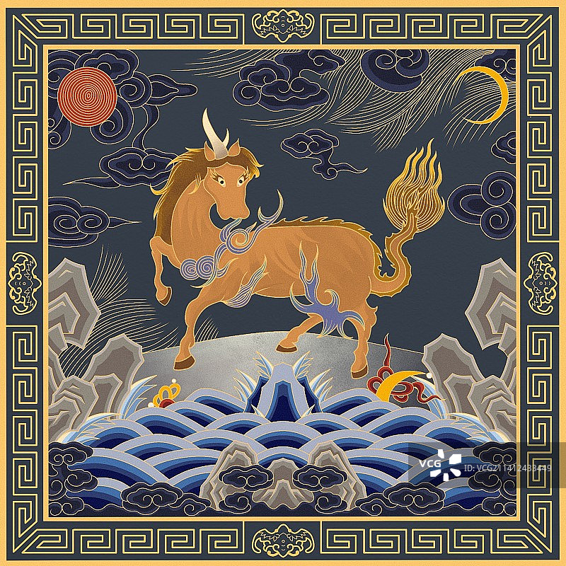 武官补子 武官二品补子狻猊 武官九品补子海马 武官六品补子彪 武官七、八品补子犀牛 武官三品补子豹 武官四品补子虎 武官五品补子熊 武官一品补子麒麟图片素材