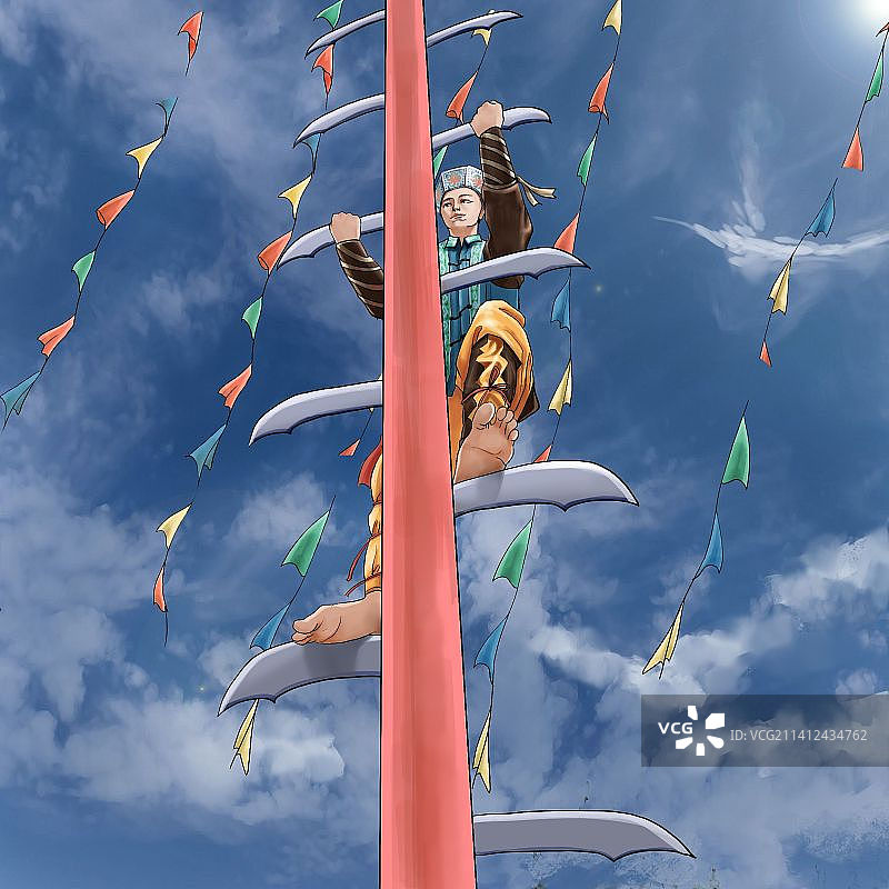 云南非遗傈僳族刀杆节图片素材