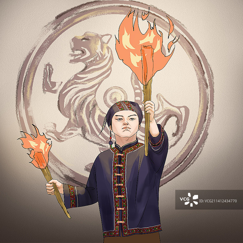 云南非遗彝族火把节图片素材