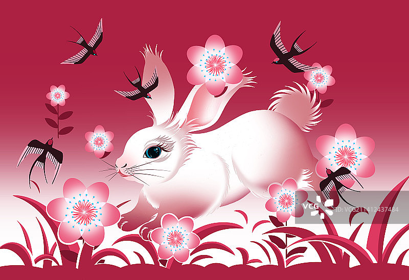 兔年生肖兔子插画图片素材