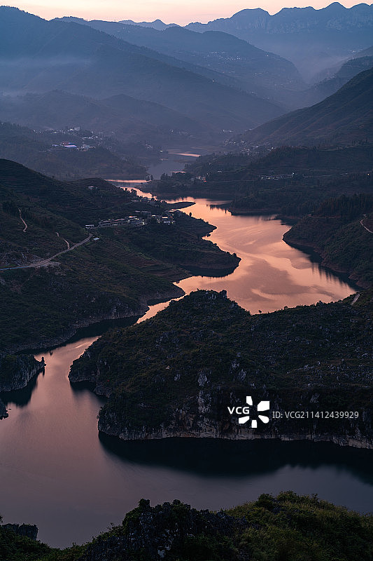 贵州牂牁江日落风景风光图片素材