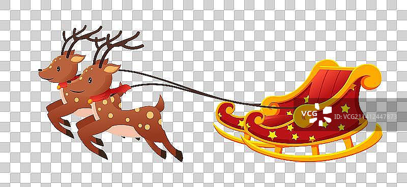 圣诞老人麋鹿雪橇插画图片素材