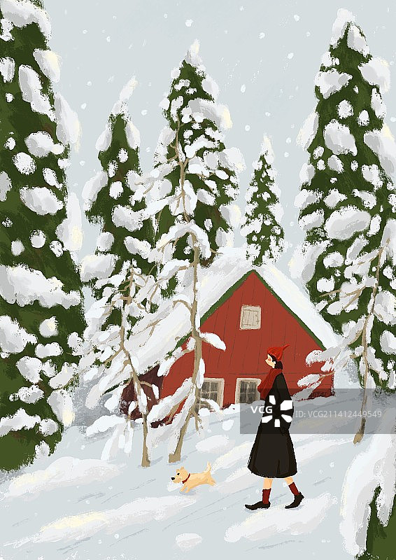 下雪了在雪中行走图片素材