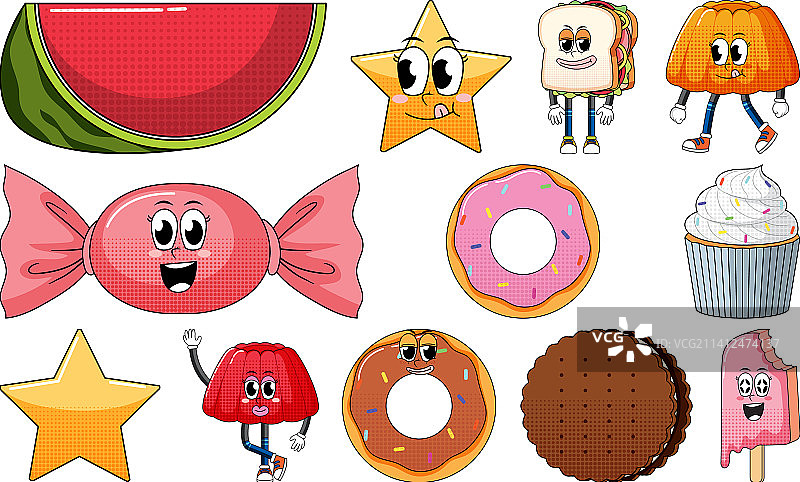 卡通物体和食物角色合集图片素材