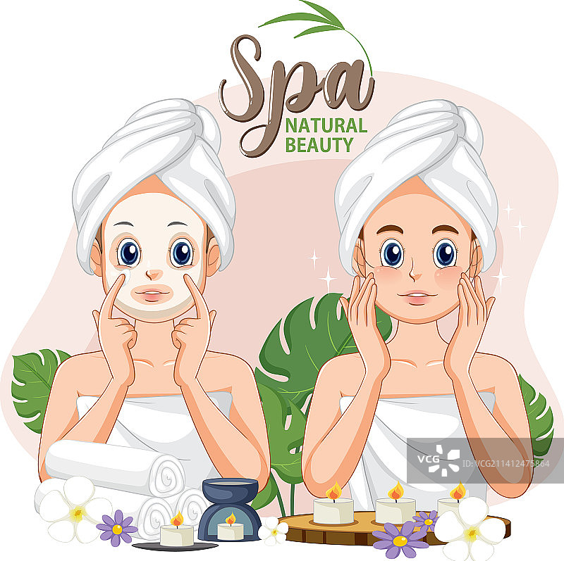 面部护理水疗的女人图片素材