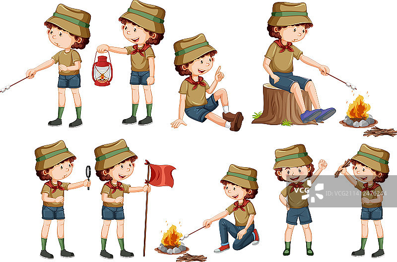 不同的童子军组合图片素材