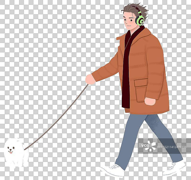 遛狗的年轻男性图片素材