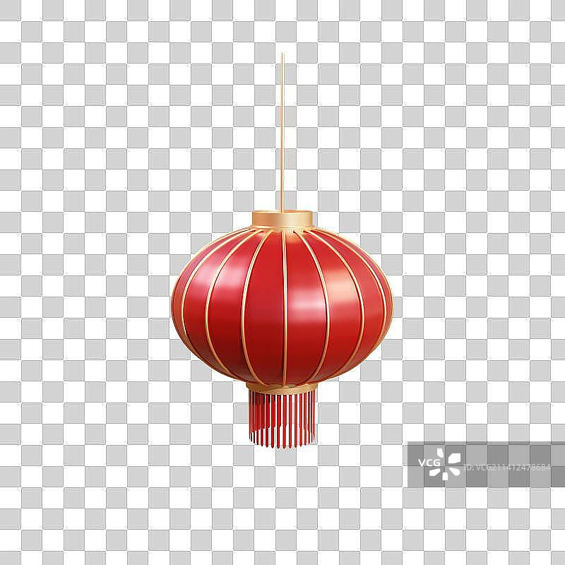 3D红色灯笼模型元素图片素材