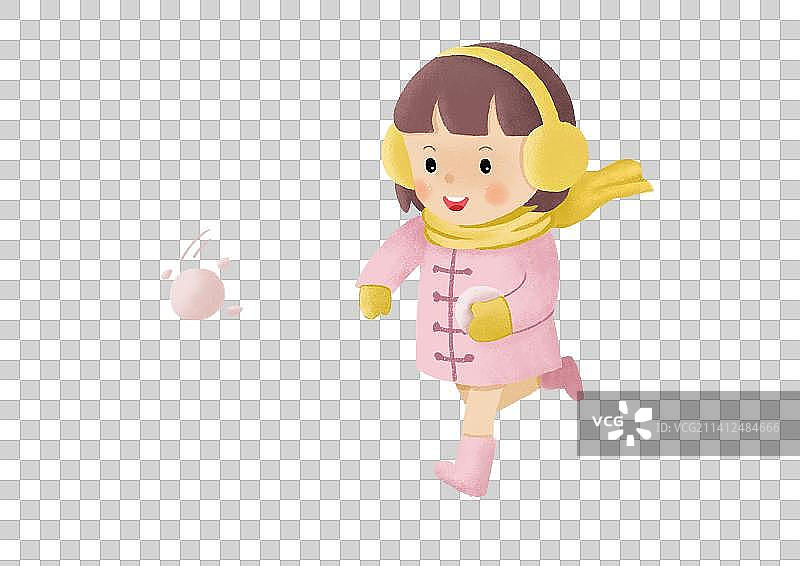 扔雪球的小女孩图片素材