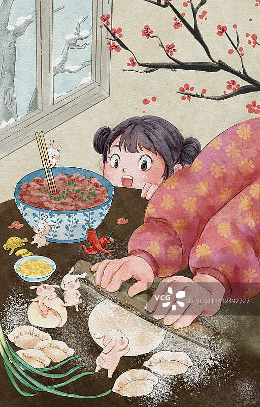 过节做饺子图片素材