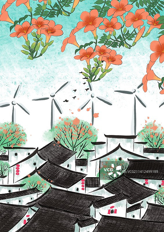 水墨风景二十四节气-小暑图片素材