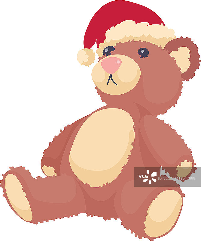 戴着圣诞帽的泰迪熊玩具图片素材