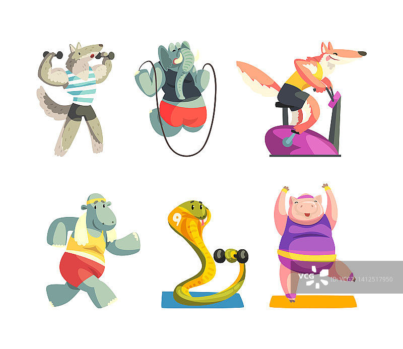 穿制服的运动动物做运动图片素材