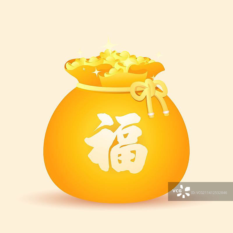 喜庆卡通金色福袋图片素材