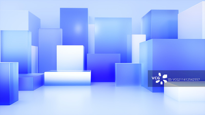 C4D蓝色立体几何电商展台场景图片素材