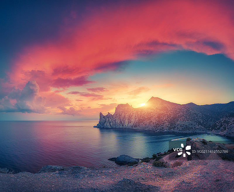 日落时的大海和天空的风景，美国，美国图片素材