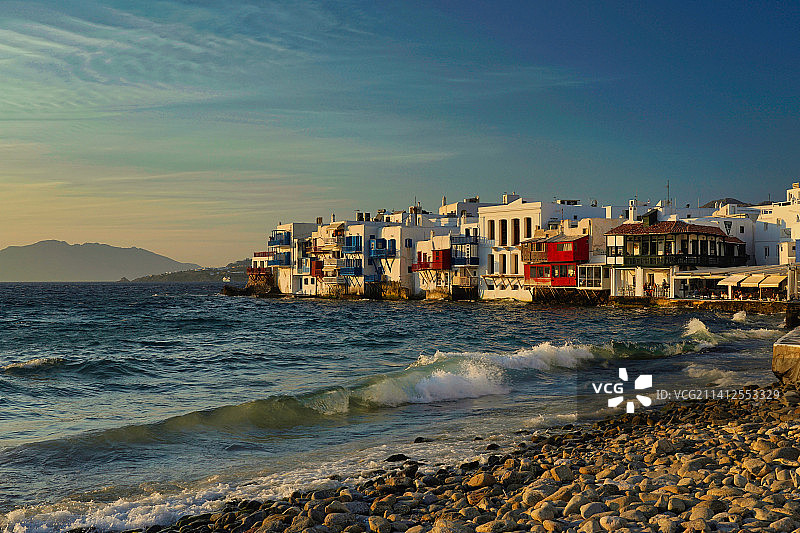 希腊米科诺斯：建筑与海景图片素材