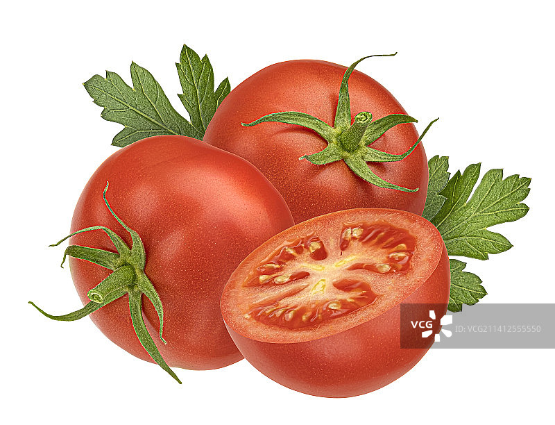 白色背景下的圣女果图片素材