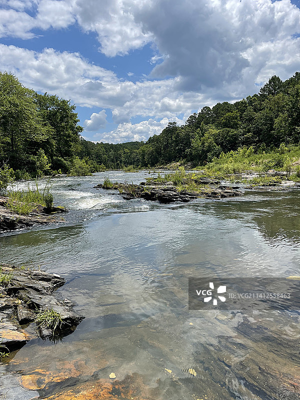 美国俄克拉荷马州布罗肯鲍，河流与天空图片素材