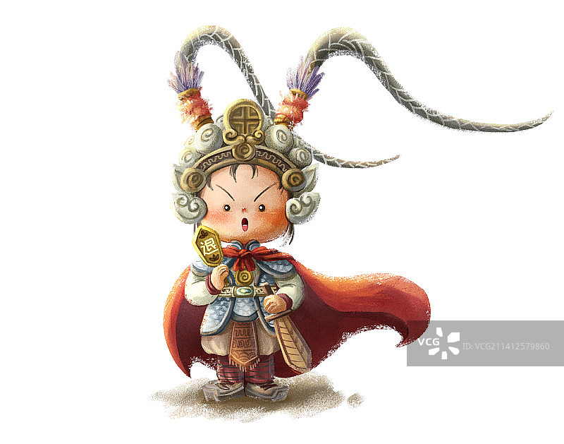 拿着令牌的卡通将军图片素材