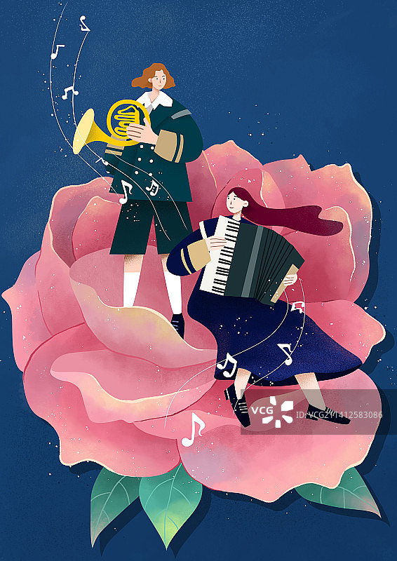 盛开的花朵上的音乐会图片素材