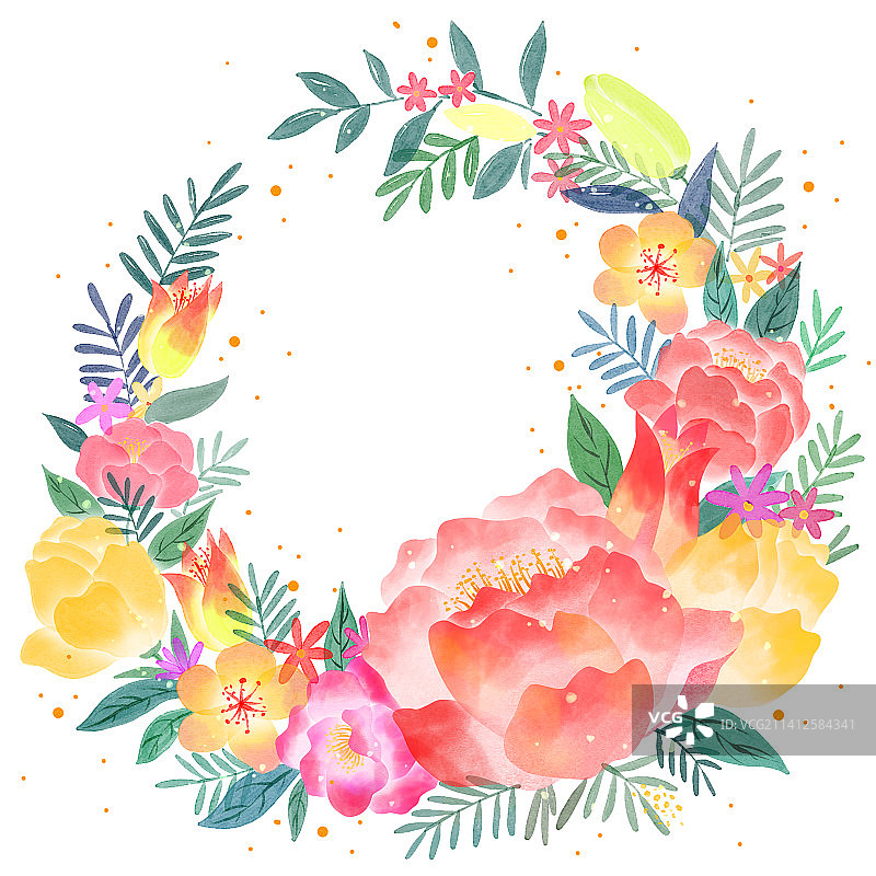 浪漫水彩花环图片素材