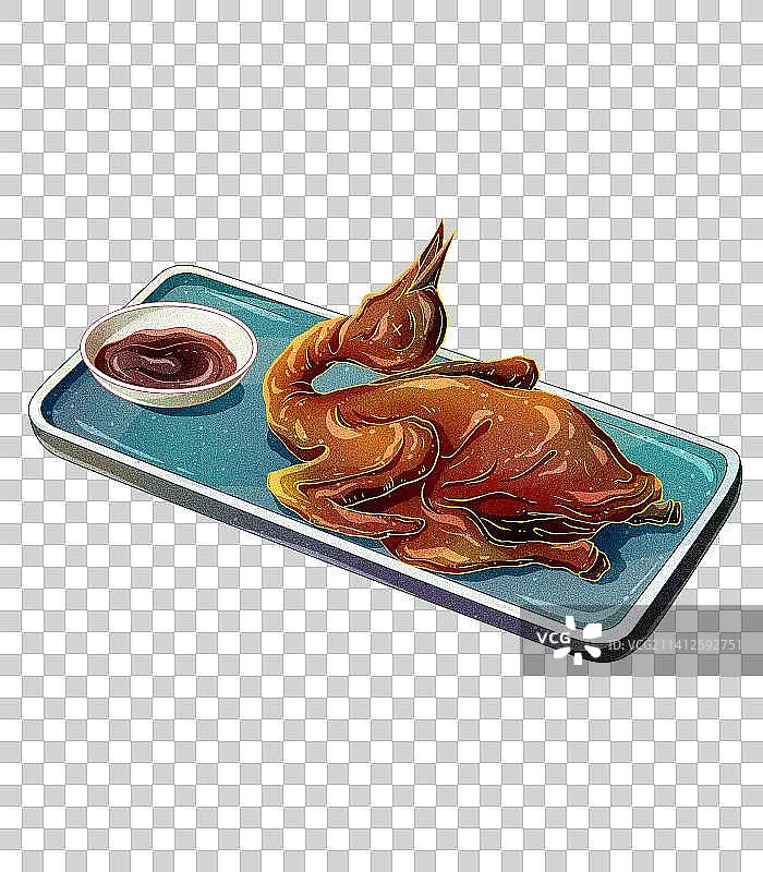 国潮风粤式早茶美食小吃烤乳鸽图片素材