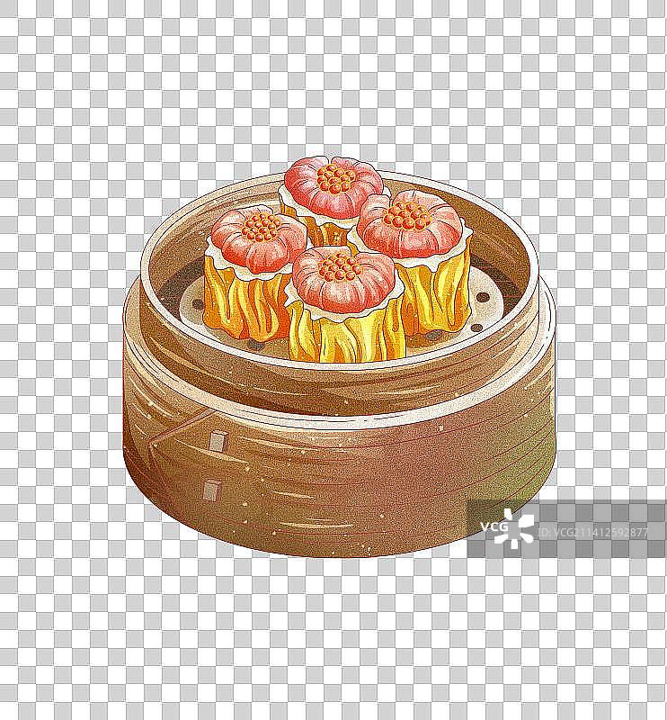 国潮风粤式早茶美食小吃烧麦图片素材