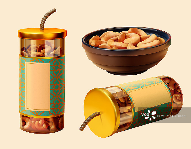 三维写实腰果素材组合图片素材