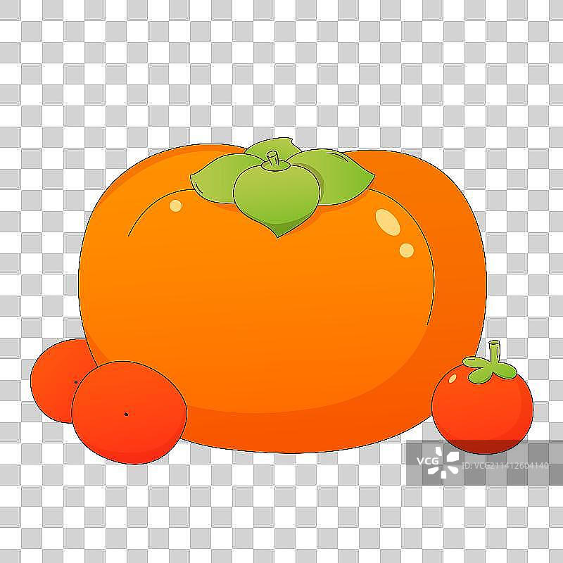 可爱的柿子矢量卡通描边插画元素图片素材