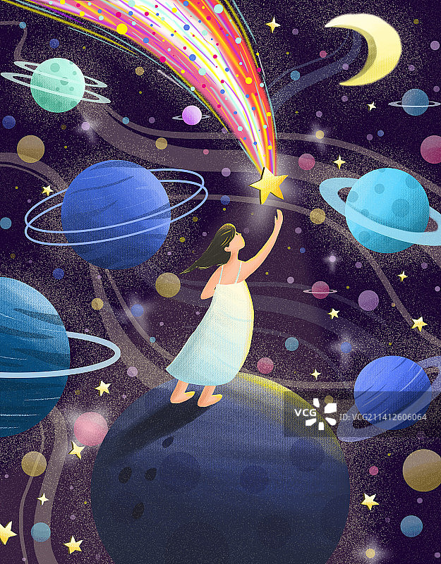 夜空中，属于我的幸运星降落图片素材