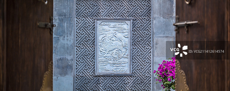 中式木门特写图片素材