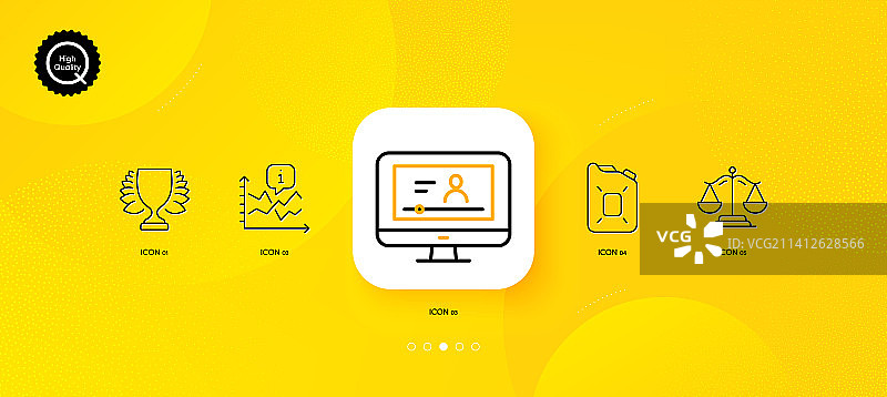 在线视频图表和获奖者极简线条图标图片素材