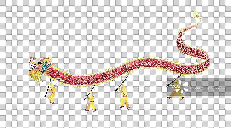 舞龙元宵民俗元素文化传统免扣插画新年节日节气喜庆图片素材