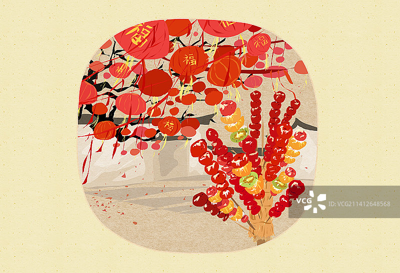 2023年剪纸风年俗系列图——年的剪影图片素材