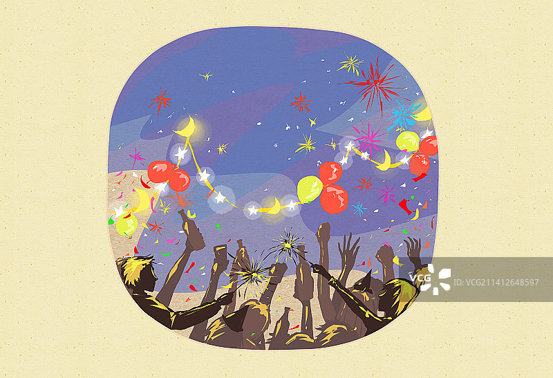 2023年剪纸风年俗系列图——年的剪影图片素材