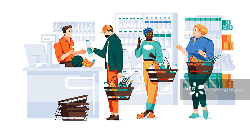 人们带着篮子在购物图片素材