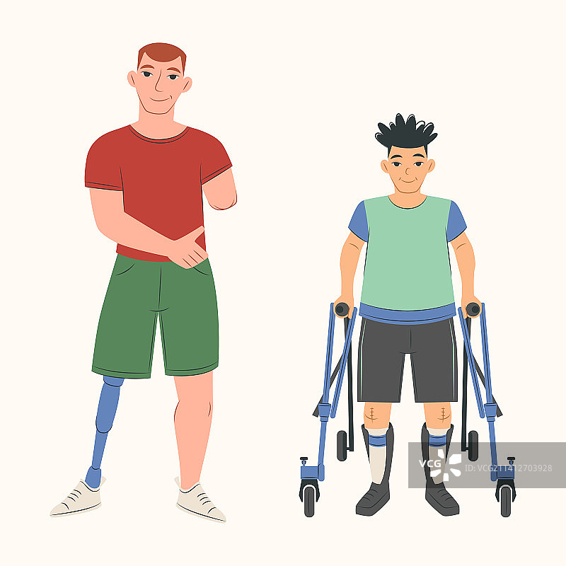 手绘残疾人图片素材